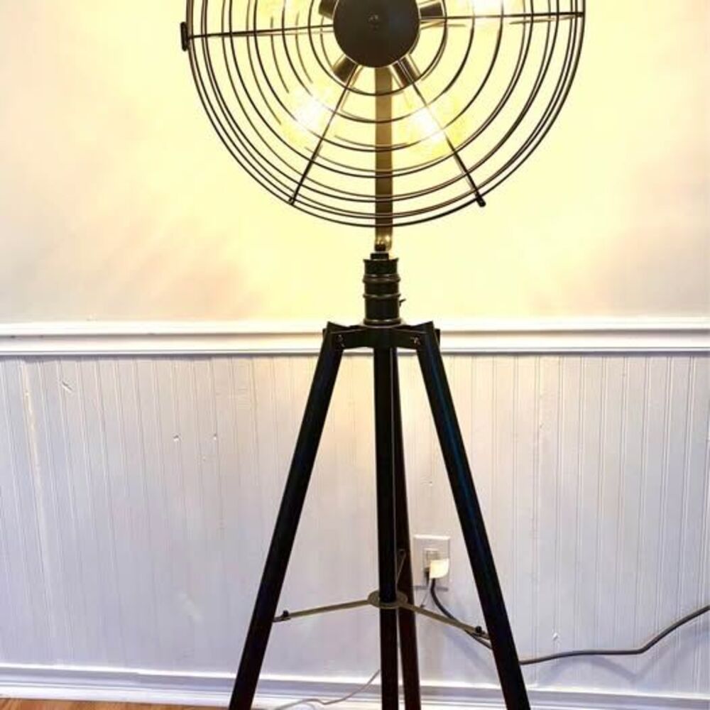 Industrial Tripod Fan Floor Lamp